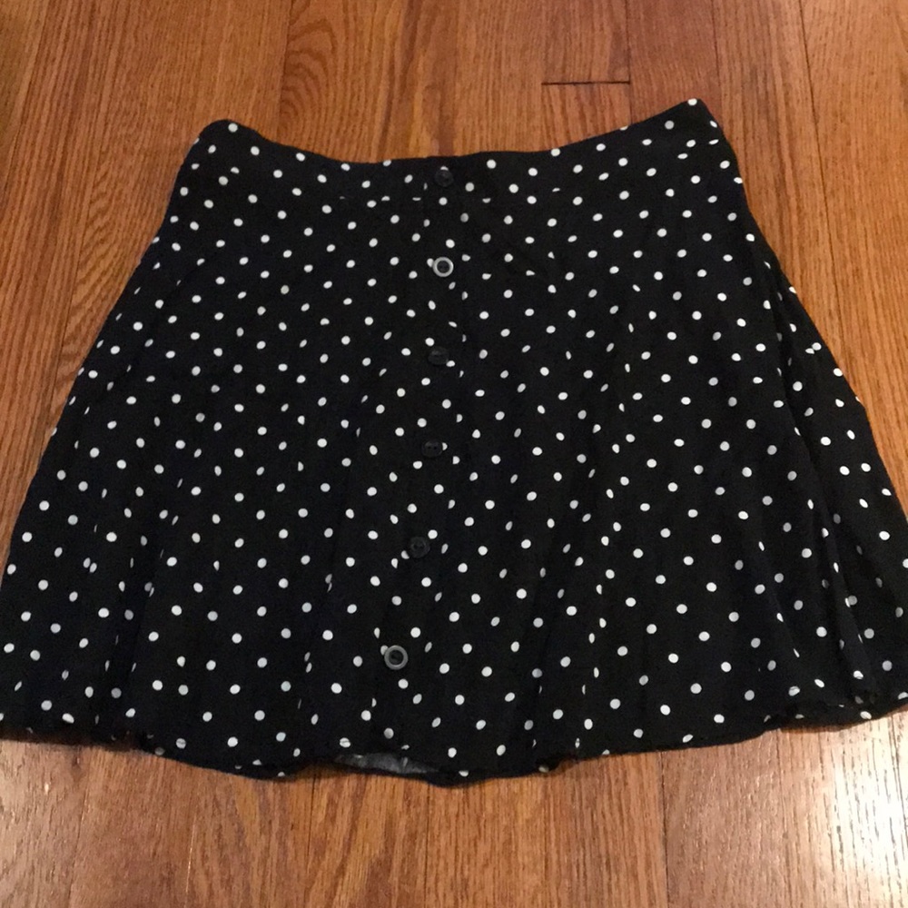 Flowy Black Polka Dot Mini Skirt